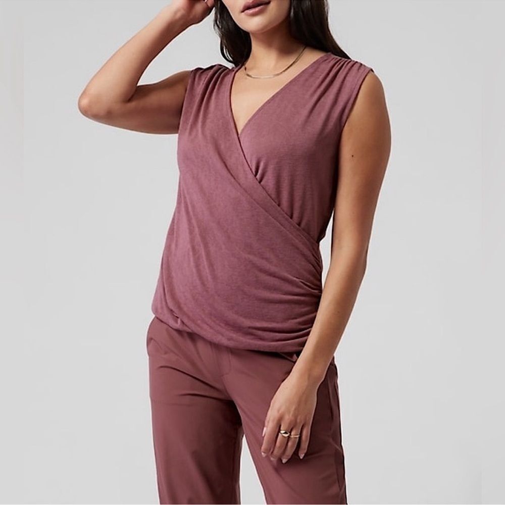 ATHLETA Breezy Wrap Tank Tawny Dusty Rose Women’s Size Small